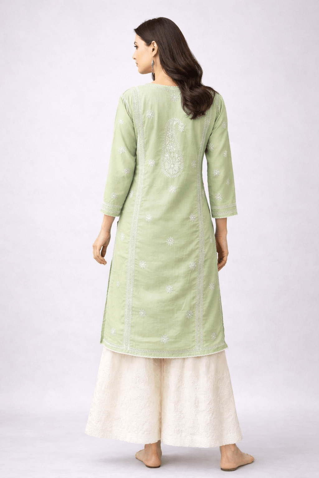 Asra – Ash Blue Full Jaal Chikankari Kurta with Inner - Lucknow Threads