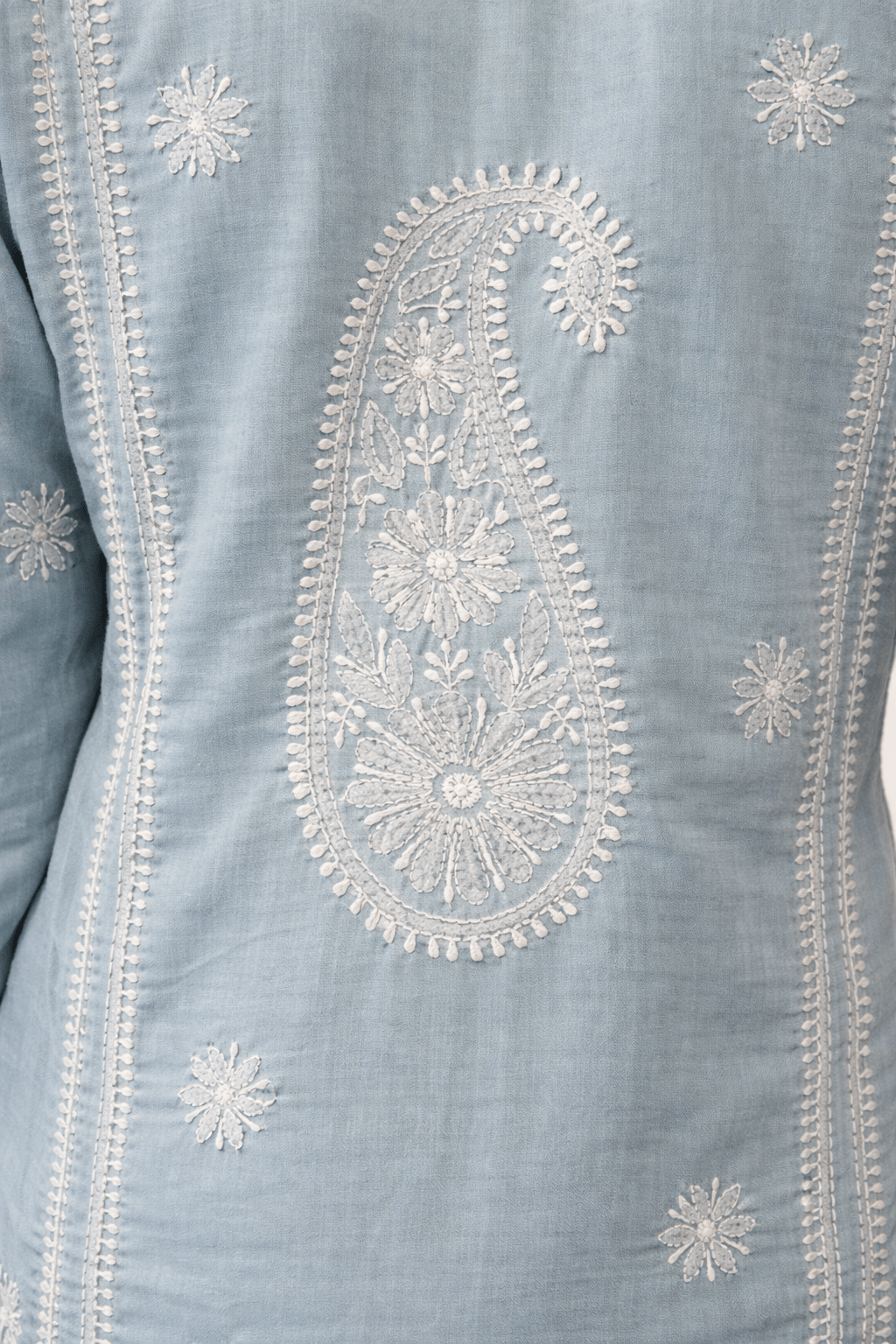 Asra – Ash Blue Full Jaal Chikankari Kurta with Inner - Lucknow Threads