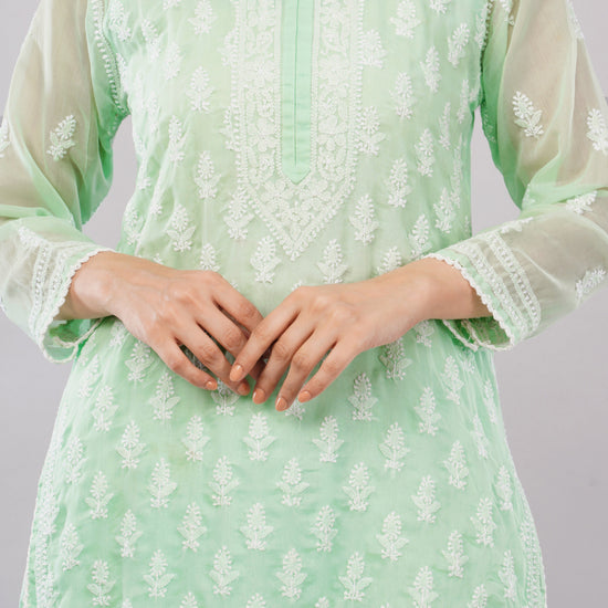 Asra Mint Green Shadow Work Chikankari Coord Set with Inner - Lucknow Threads