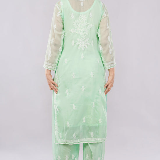 Asra Mint Green Shadow Work Chikankari Coord Set with Inner - Lucknow Threads