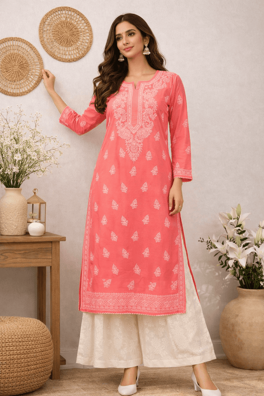 Asra – Multiple Colors Full Jaal Chikankari Kurta with Inner - Lucknow Threads