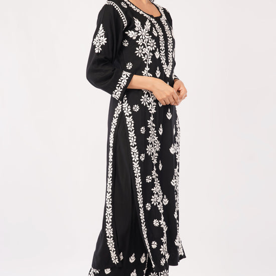 Ayat - Black Rayon Chikankari Co - ord Set - Lucknow Threads