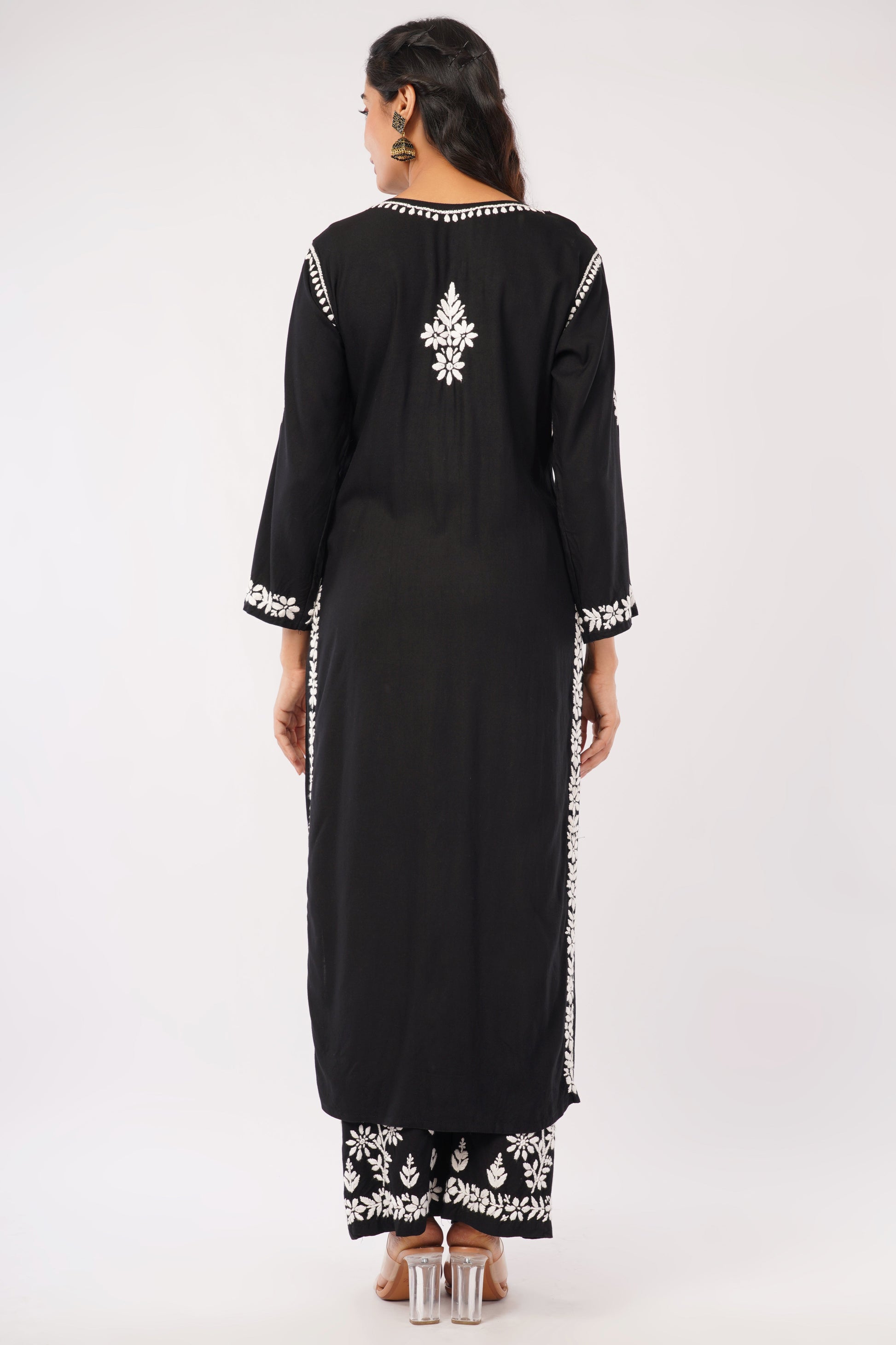 Ayat - Black Rayon Chikankari Co - ord Set - Lucknow Threads