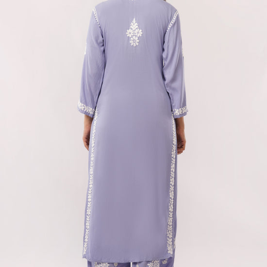 Ayat - Lavender Rayon Chikankari Co - ord Set - Lucknow Threads