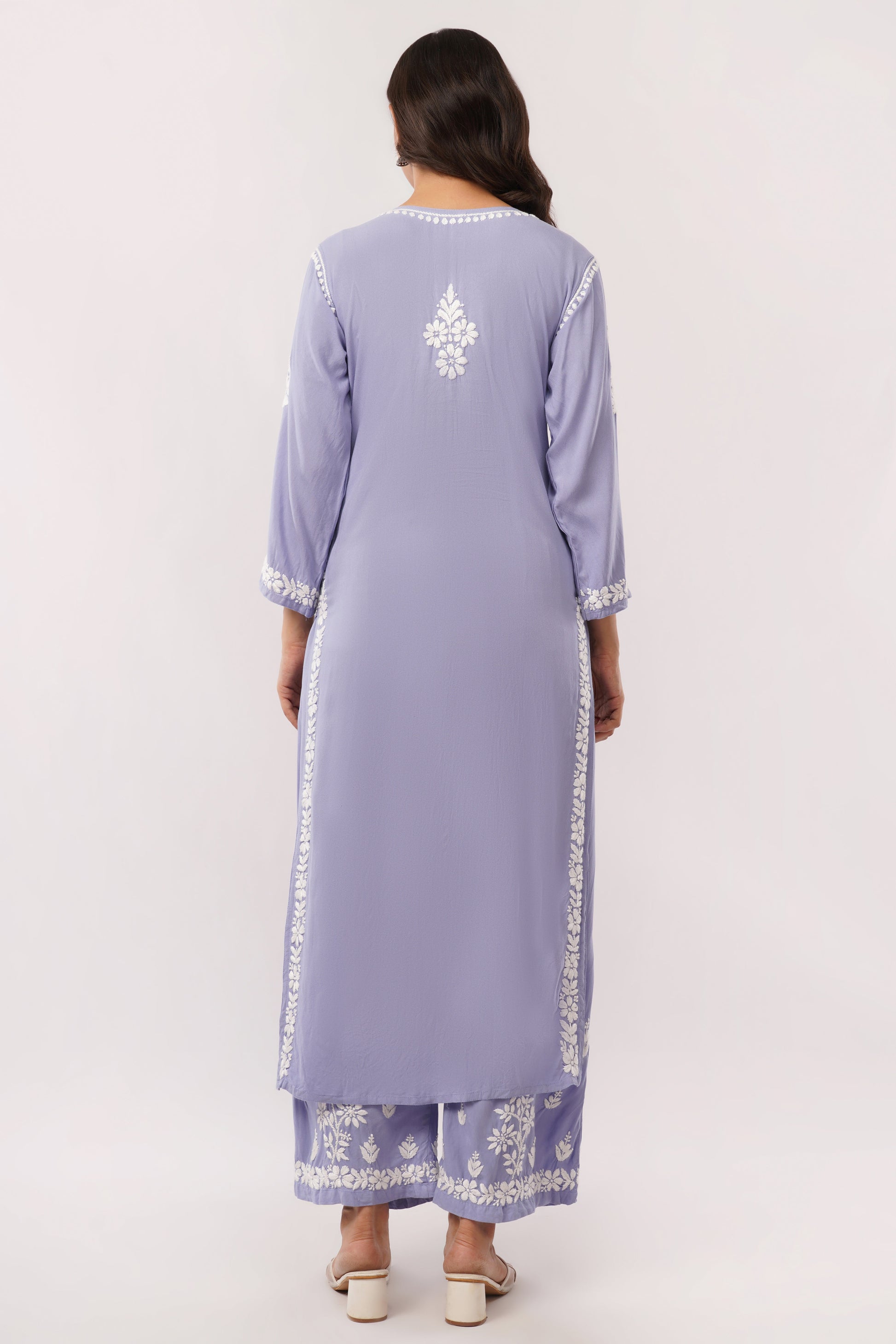 Ayat - Lavender Rayon Chikankari Co - ord Set - Lucknow Threads