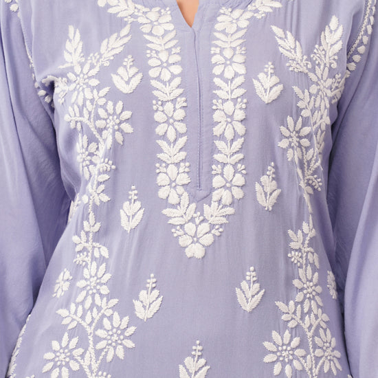 Ayat - Lavender Rayon Chikankari Co - ord Set - Lucknow Threads