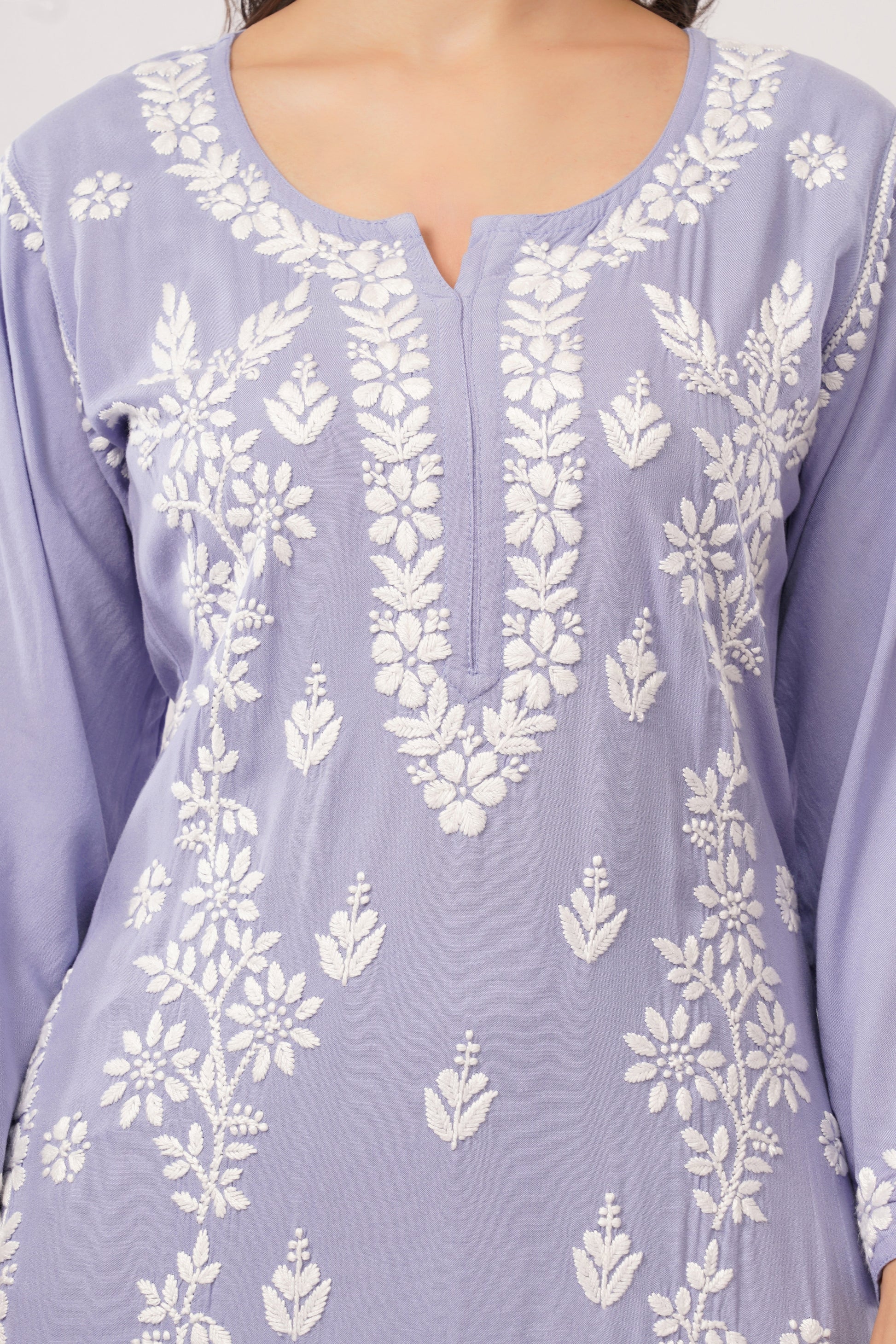 Ayat - Lavender Rayon Chikankari Co - ord Set - Lucknow Threads