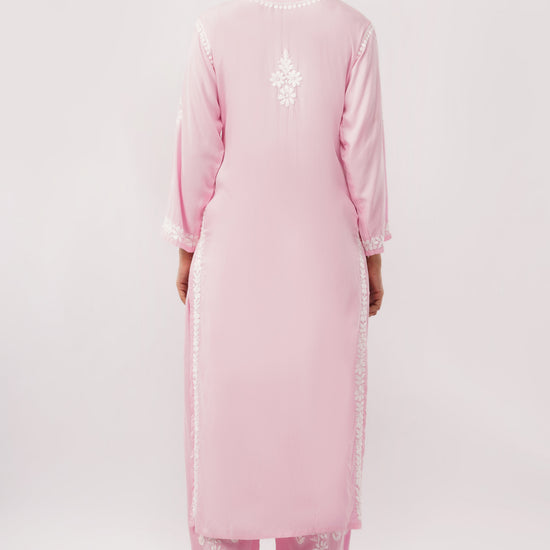 Ayat - Pink Rayon Chikankari Co - ord Set - Lucknow Threads