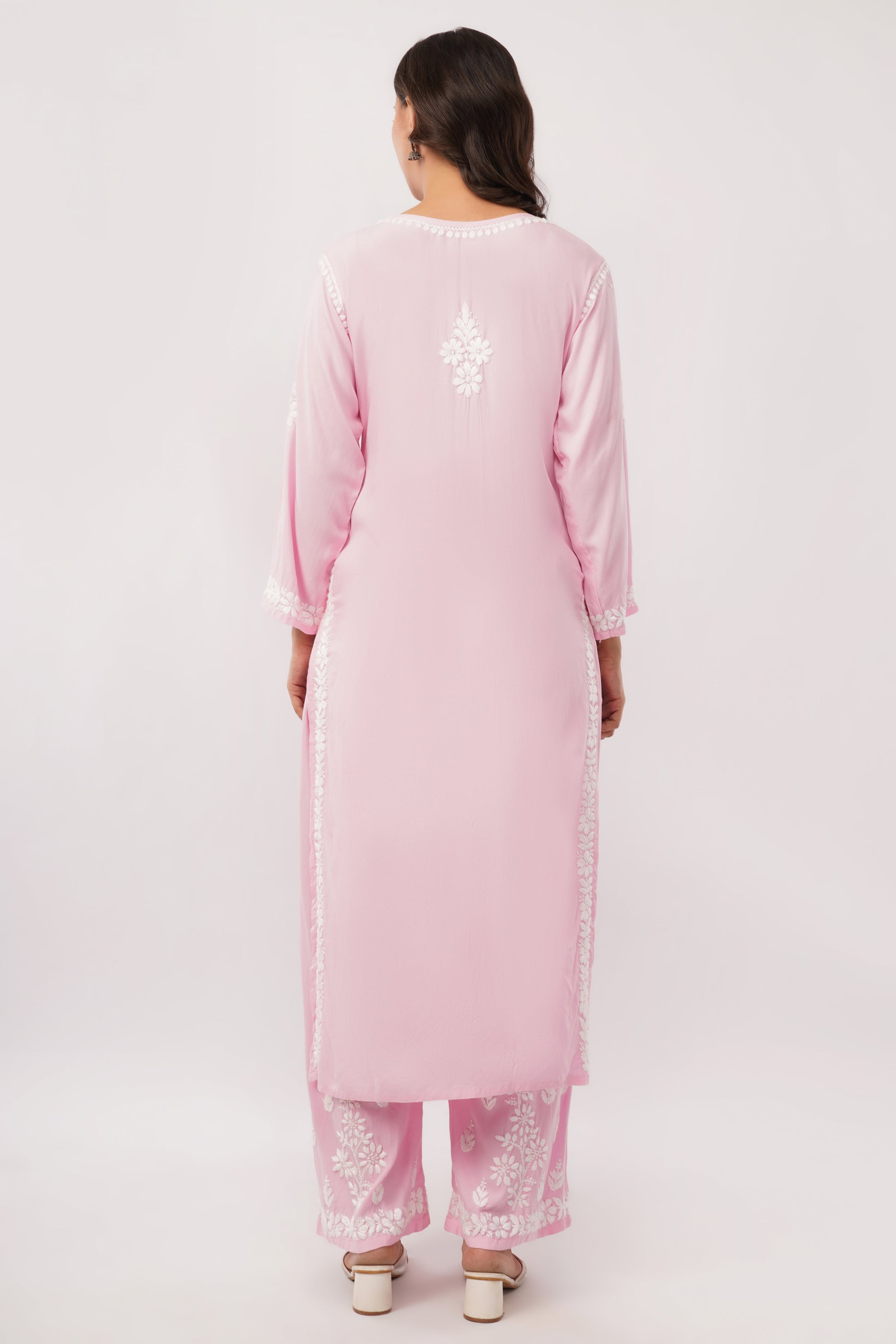Ayat - Pink Rayon Chikankari Co - ord Set - Lucknow Threads