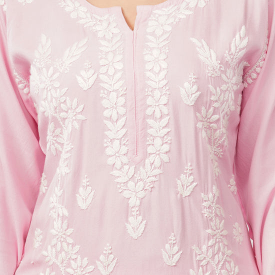 Ayat - Pink Rayon Chikankari Co - ord Set - Lucknow Threads