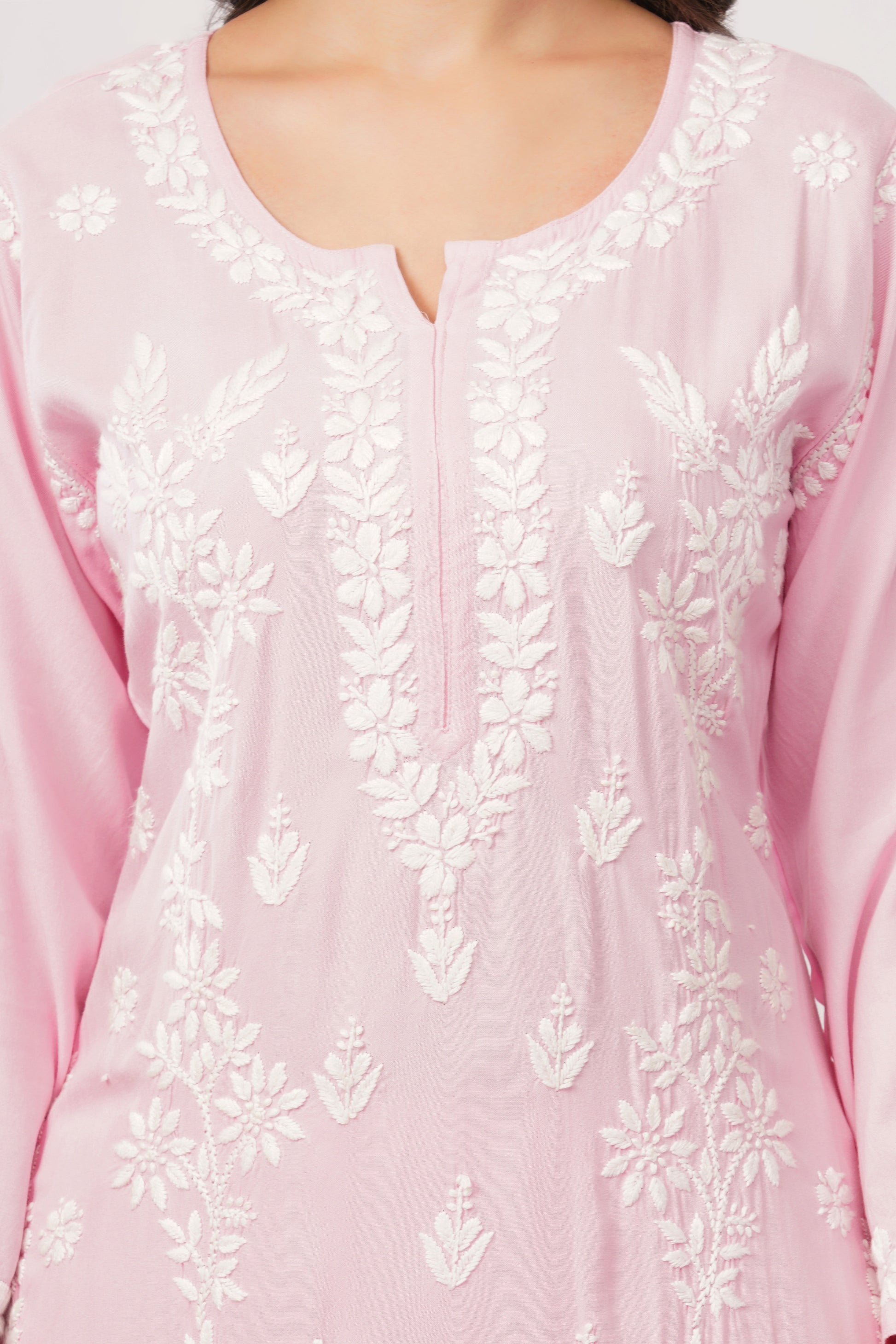 Ayat - Pink Rayon Chikankari Co - ord Set - Lucknow Threads