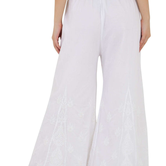 Chikankari emroidered sharara white plazo - Lucknow Threads800_WHT