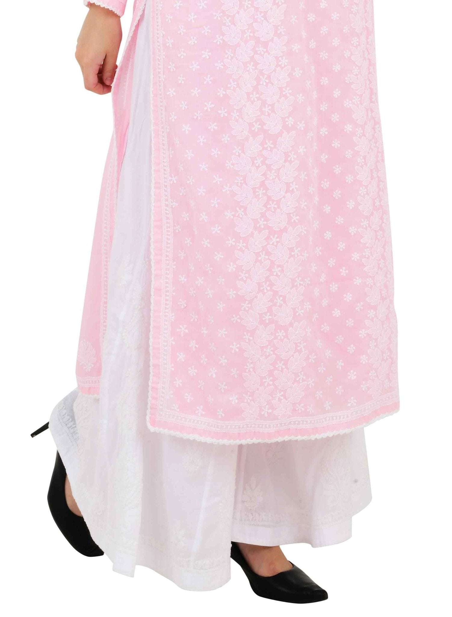 Chikankari emroidered sharara white plazo - Lucknow Threads800_WHT
