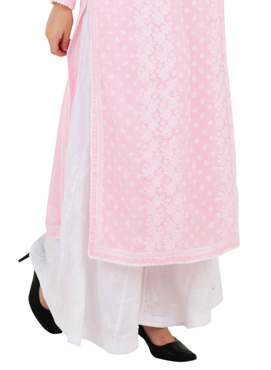 Chikankari emroidered sharara white plazo - Lucknow Threads800_WHT