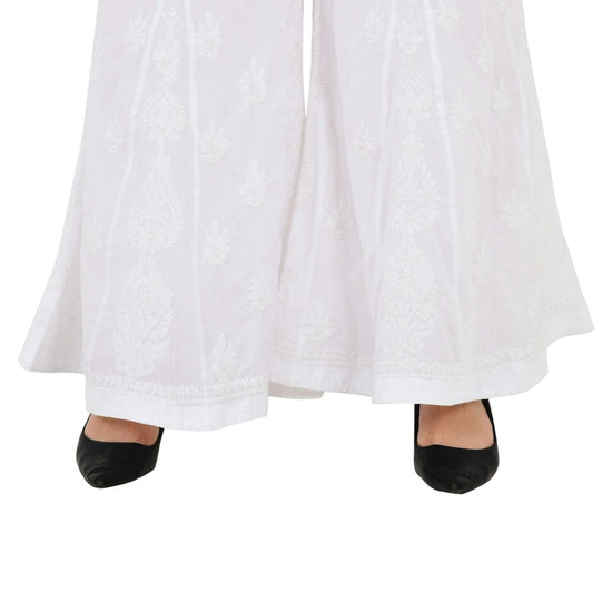 Chikankari emroidered sharara white plazo - Lucknow Threads800_WHT