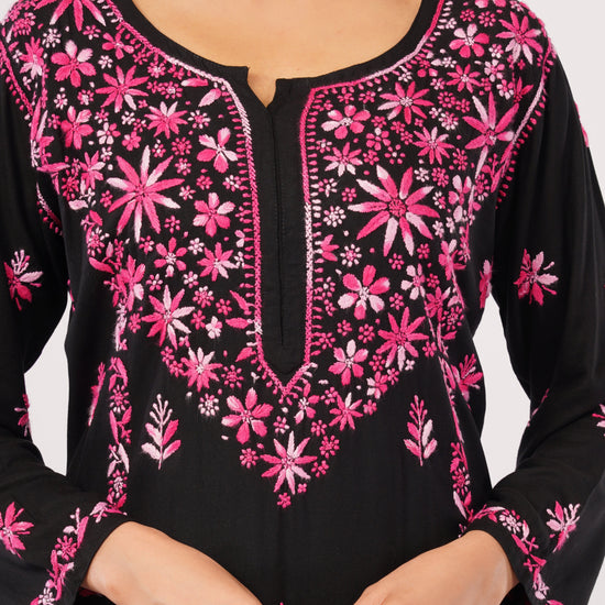 Layla - Black Rayon Chikankari Co - ord Set - Lucknow Threads