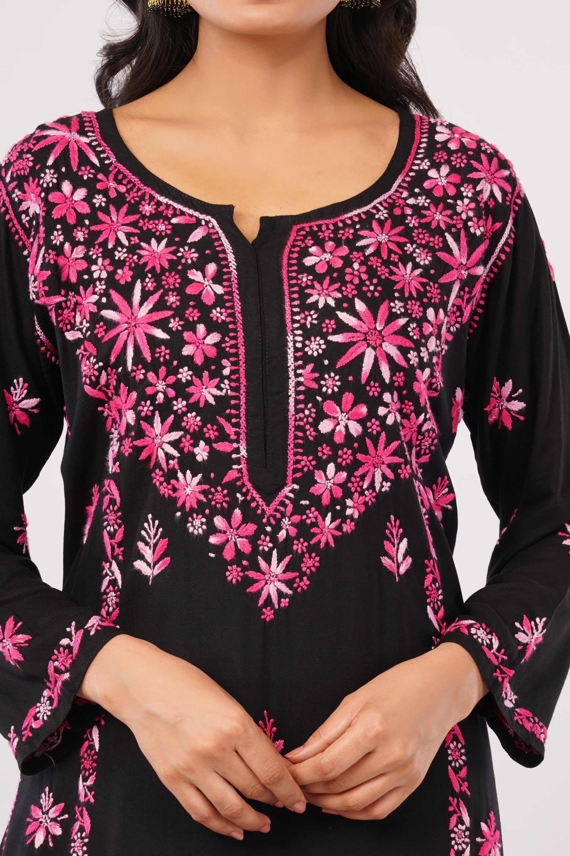 Layla - Black Rayon Chikankari Co - ord Set - Lucknow Threads