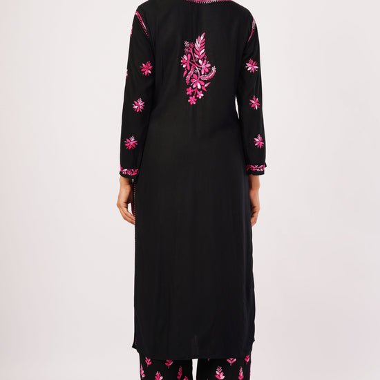Layla - Black Rayon Chikankari Co - ord Set - Lucknow Threads