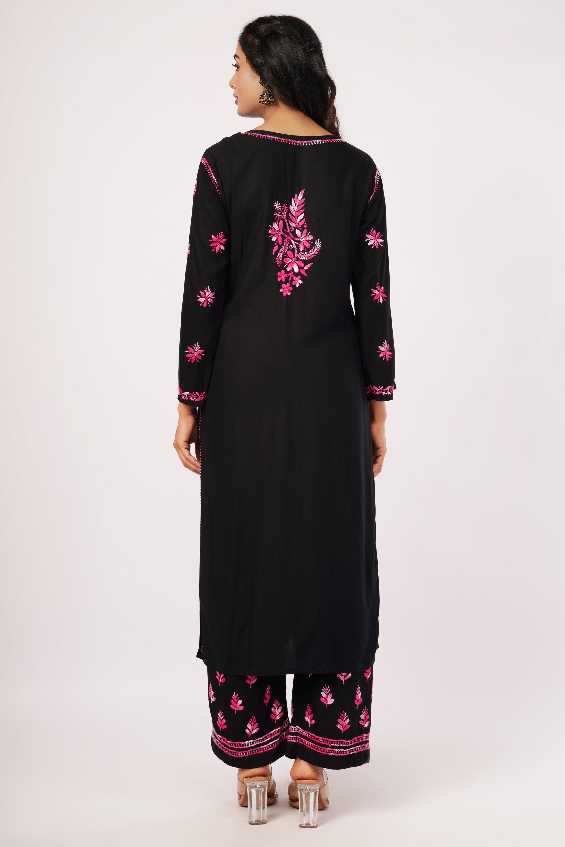 Layla - Black Rayon Chikankari Co - ord Set - Lucknow Threads