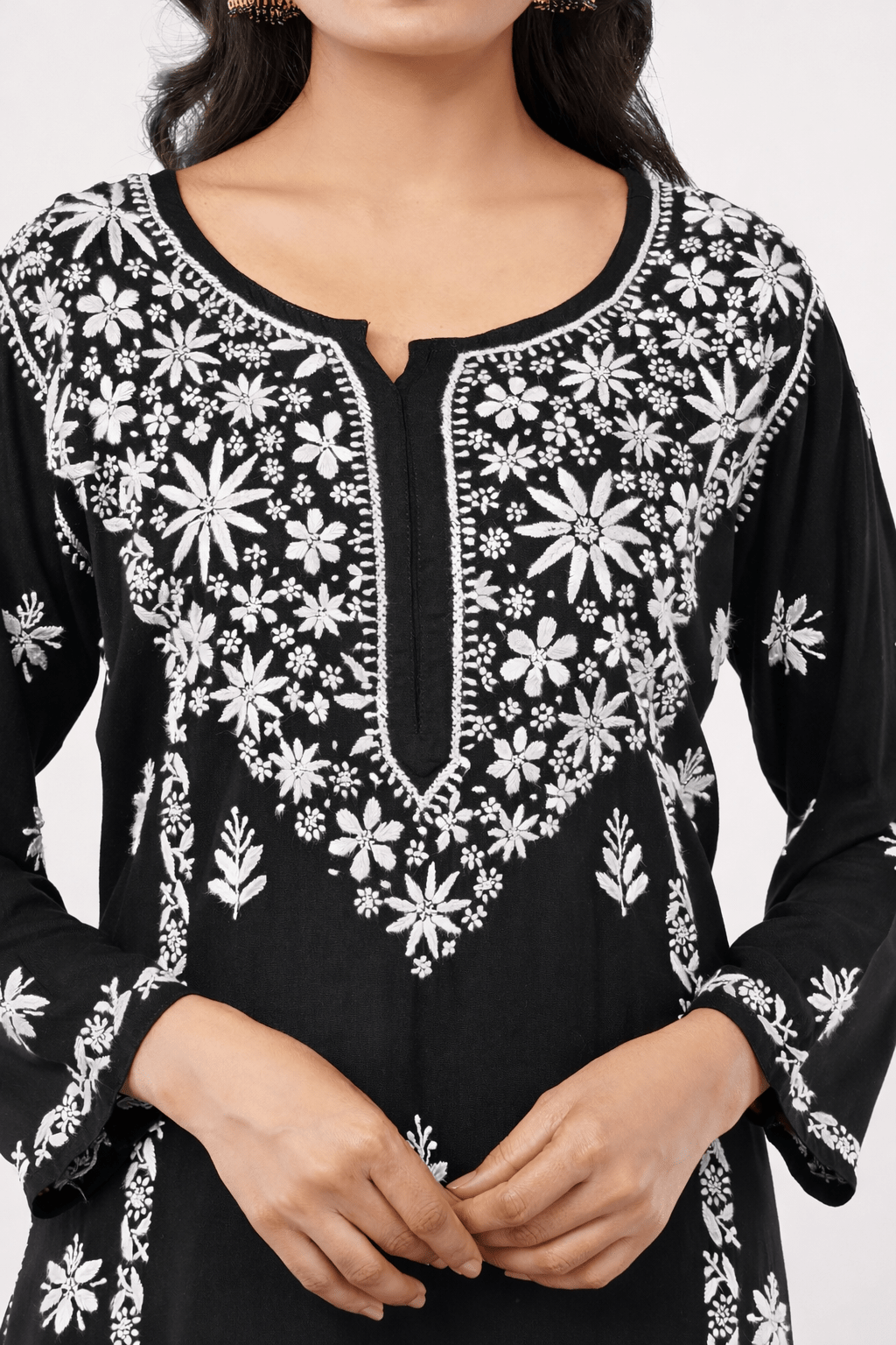 Layla - Black with White Rayon Chikankari Co - ord Set - Lucknow Threads