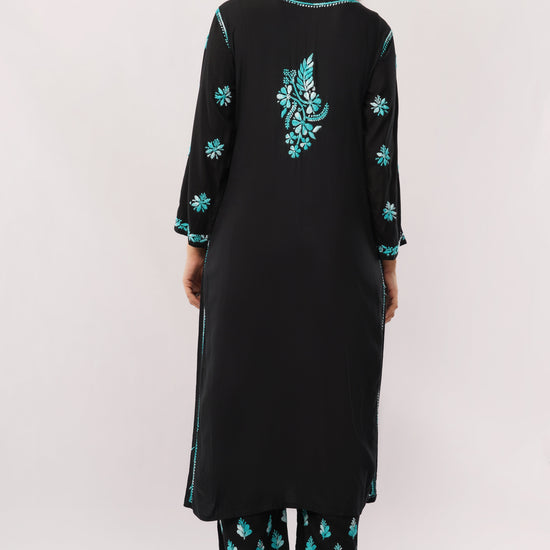 Layla - Blue Rayon Chikankari Co - ord Set - Lucknow Threads