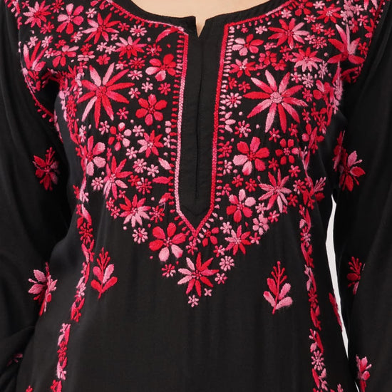 Layla - Red Rayon Chikankari Co - ord Set - Lucknow Threads