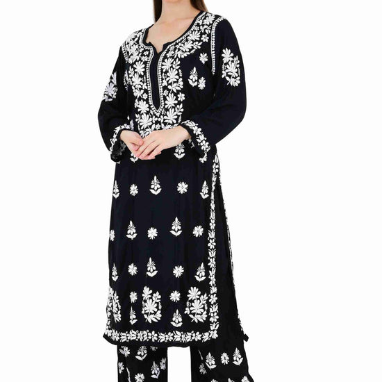 Maira modal cotton black full cord set - Lucknow Threads650_BLK