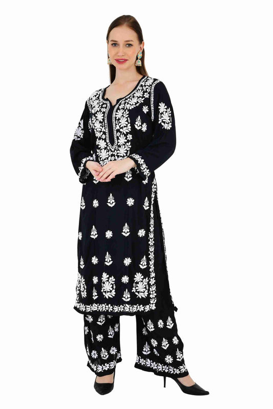 Maira modal cotton black full cord set - Lucknow Threads650_BLK