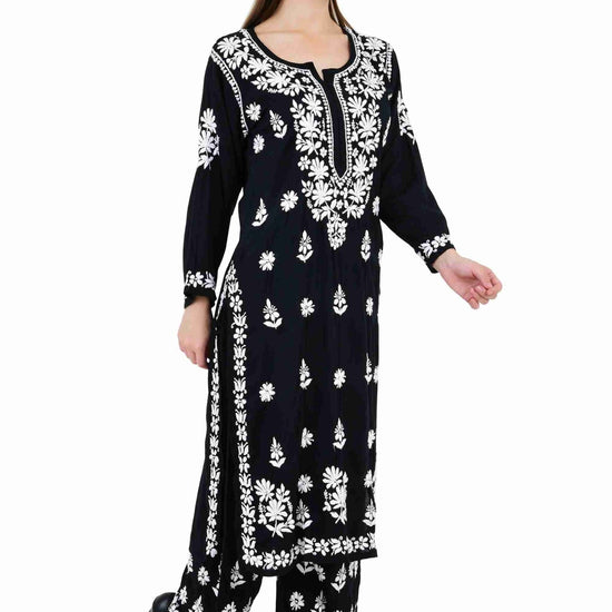 Maira modal cotton black full cord set - Lucknow Threads650_BLK