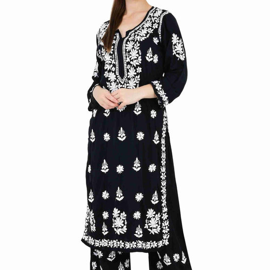 Maira modal cotton black full cord set - Lucknow Threads650_BLK