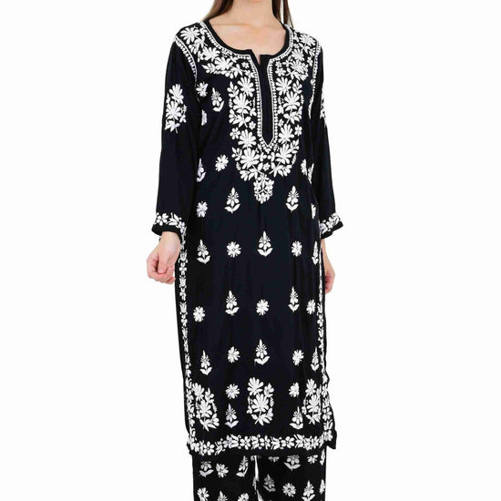 Maira modal cotton black full cord set - Lucknow Threads650_BLK