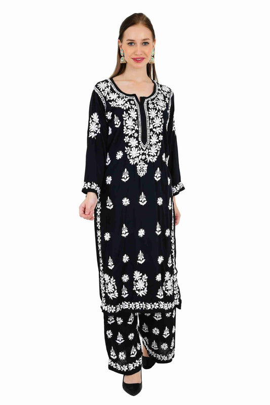 Maira modal cotton black full cord set - Lucknow Threads650_BLK