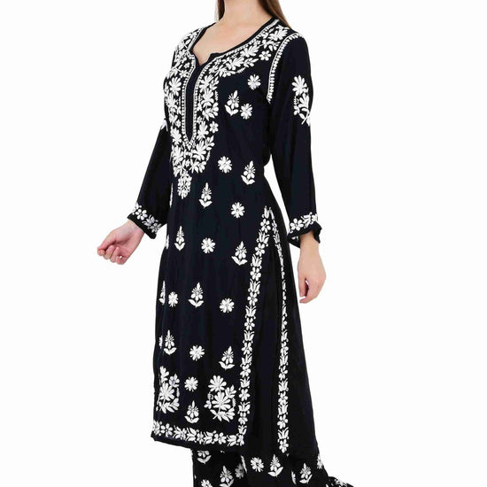 Maira modal cotton black full cord set - Lucknow Threads650_BLK