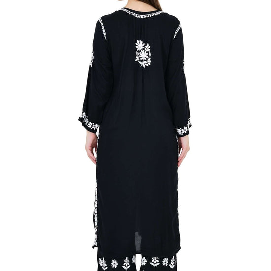 Maira modal cotton black full cord set - Lucknow Threads650_BLK