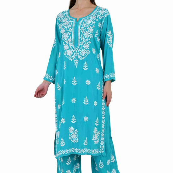 Maira modal cotton blue full cord set - Lucknow Threads650_BLU