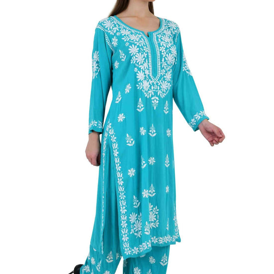 Maira modal cotton blue full cord set - Lucknow Threads650_BLU