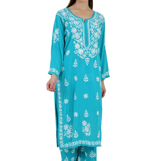 Maira modal cotton blue full cord set - Lucknow Threads650_BLU