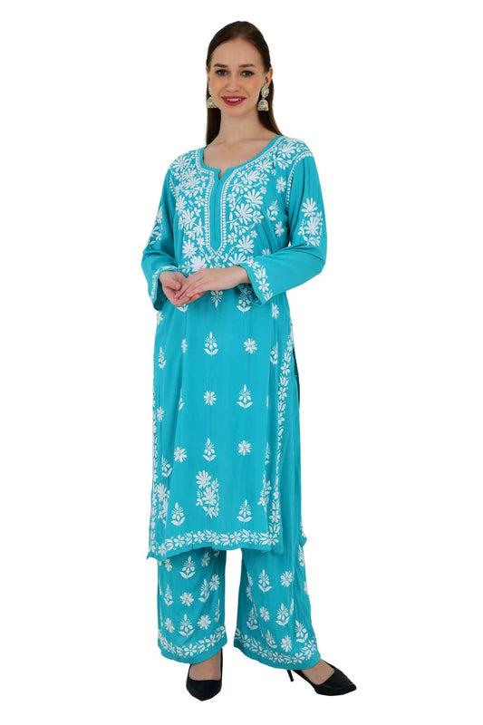 Maira modal cotton blue full cord set - Lucknow Threads650_BLU