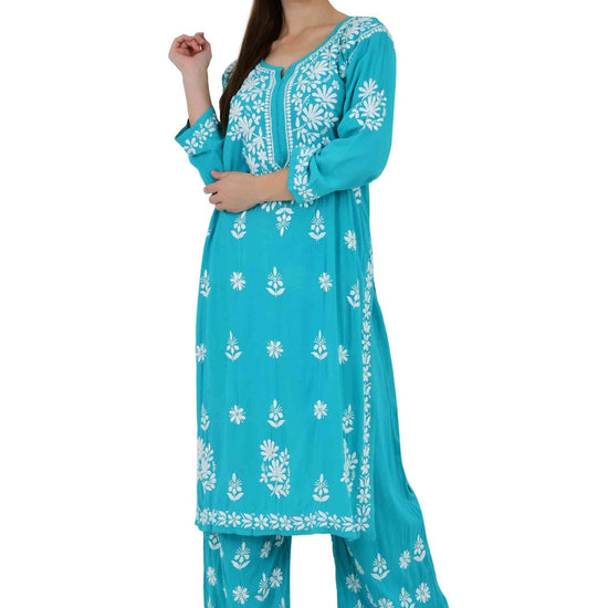 Maira modal cotton blue full cord set - Lucknow Threads650_BLU