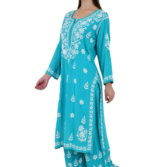 Maira modal cotton blue full cord set - Lucknow Threads650_BLU