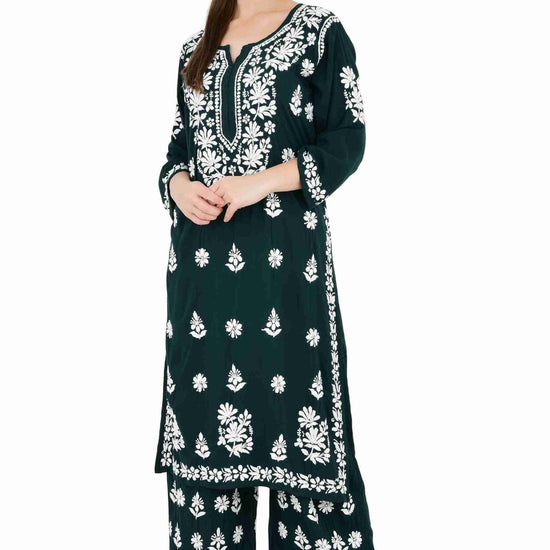 Maira modal cotton dark green full cord set - Lucknow Threads650_DGRN