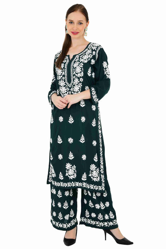 Maira modal cotton dark green full cord set - Lucknow Threads650_DGRN