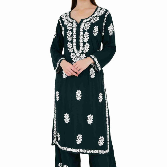 Maira modal cotton dark green full cord set - Lucknow Threads650_DGRN