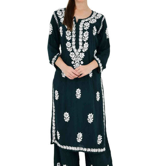 Maira modal cotton dark green full cord set - Lucknow Threads650_DGRN