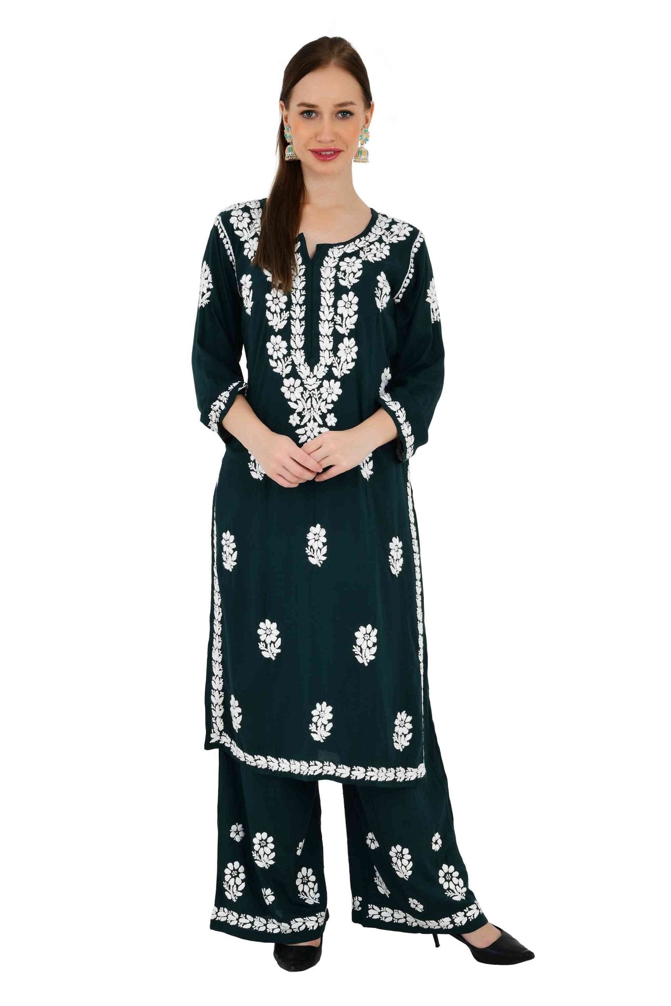 Maira modal cotton dark green full cord set - Lucknow Threads650_DGRN