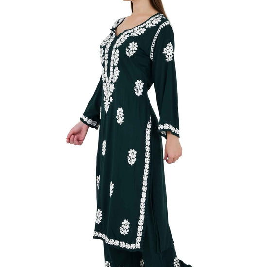 Maira modal cotton dark green full cord set - Lucknow Threads650_DGRN