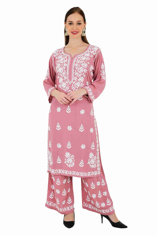 Maira modal cotton onion pink full cord set - Lucknow Threads650_OPNK