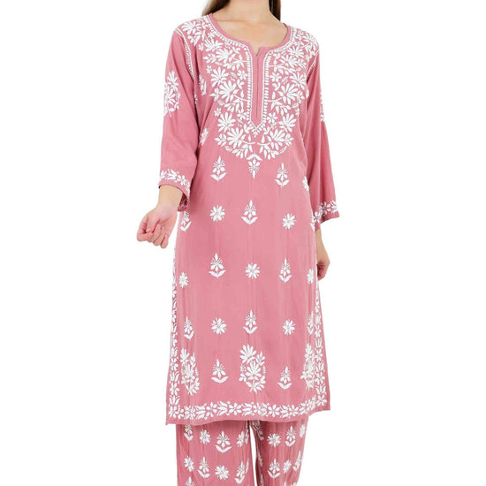 Maira modal cotton onion pink full cord set - Lucknow Threads650_OPNK