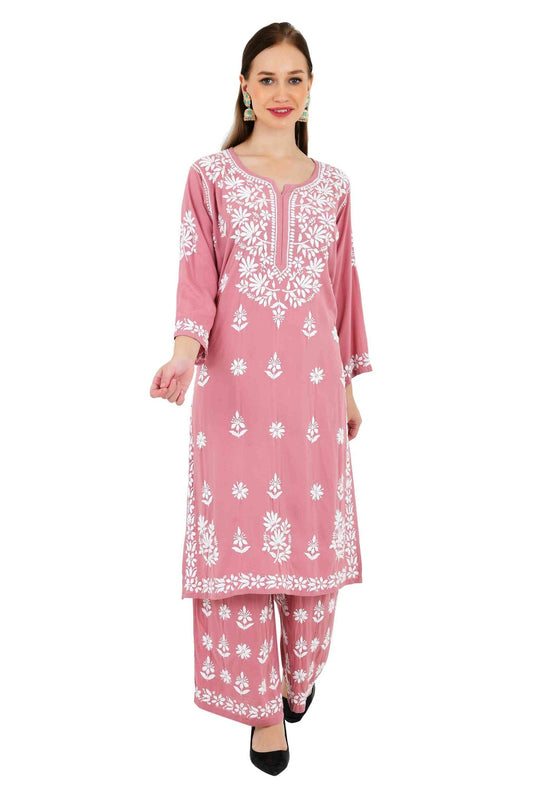 Maira modal cotton onion pink full cord set - Lucknow Threads650_OPNK