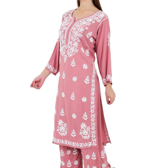 Maira modal cotton onion pink full cord set - Lucknow Threads650_OPNK